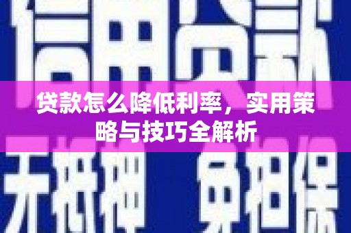 康保贷款怎么降低利率，实用策略与技巧全解析