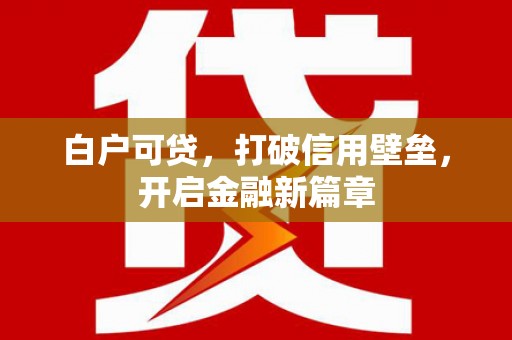 康保白户可贷，打破信用壁垒，开启金融新篇章