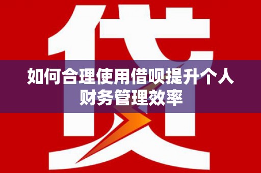 康保如何合理使用借呗提升个人财务管理效率