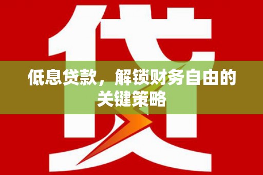 康保低息贷款，解锁财务自由的关键策略